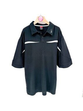 Nike Team Dri-Fit Black Short Sleeve Polo Shirt Collared Logo Men’s Size XL